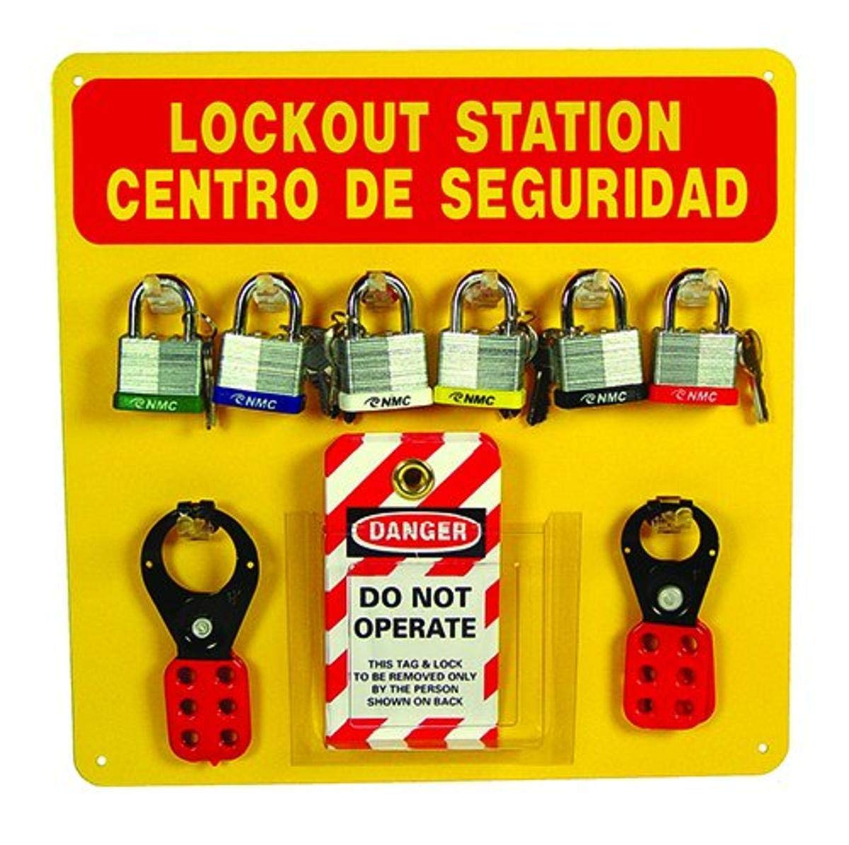 LOB1YBI Bilingual Lockout Tagout Center Kit - 14