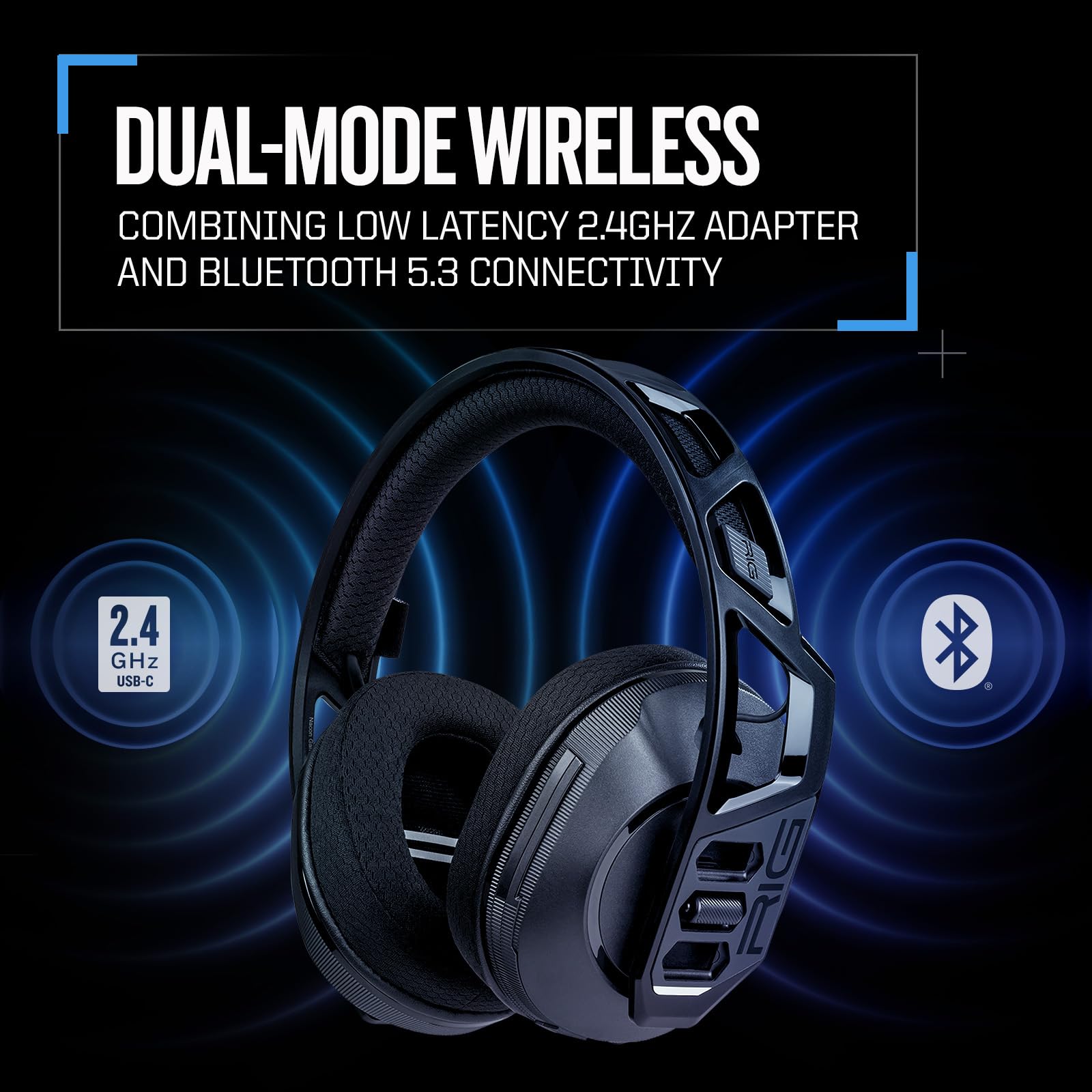 RIG 600 PRO HS Dual Wireless 2.4GHz & Bluetooth Gaming Headset for PS4, PS5, Nintendo Switch, PC, Mobile - Noise Cancelling Mic, Comfortable Ear Cushions - Perfect for Online Gaming, Streaming & Work Calls