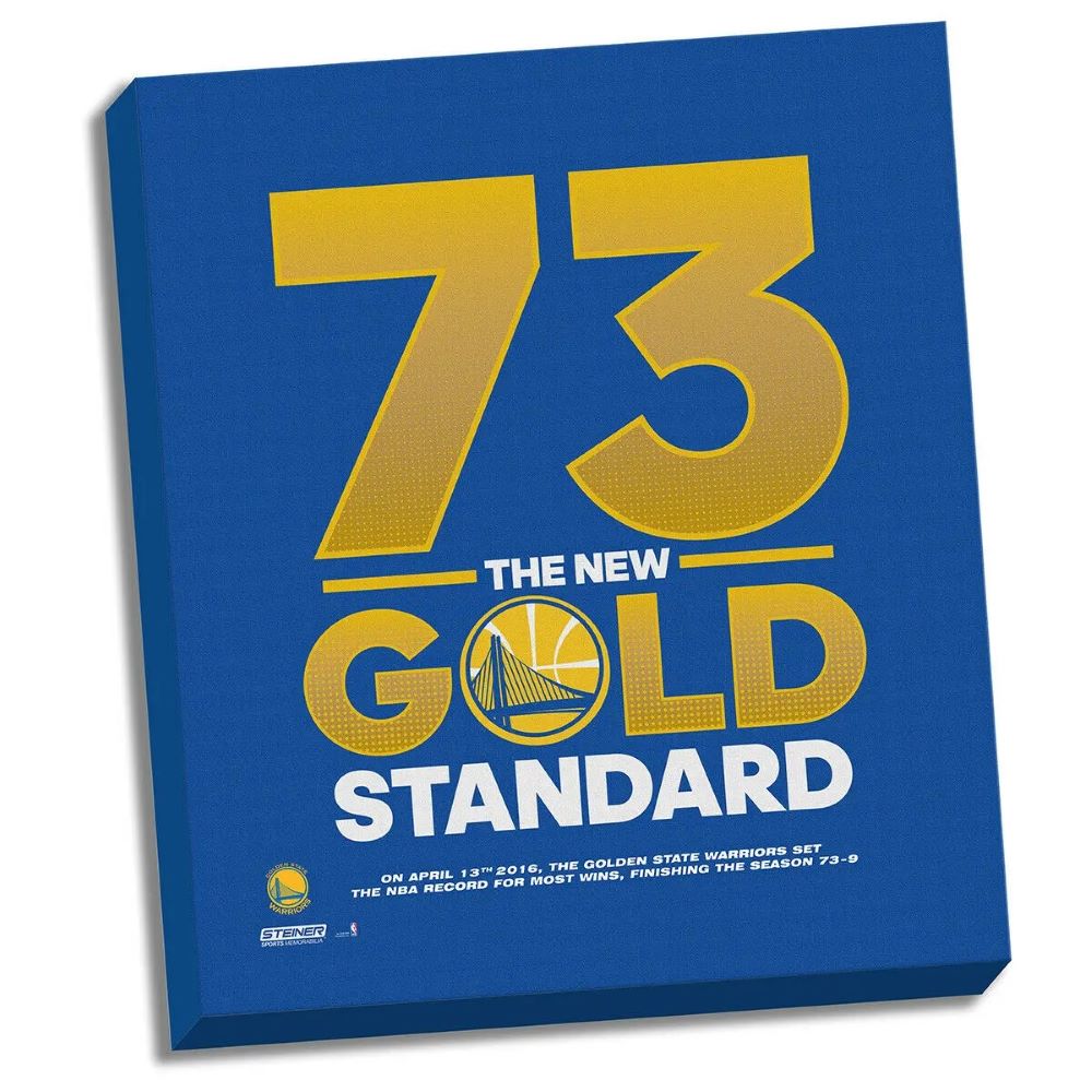 Golden State Warriors 73 Gold Standard Stretched Canvas 22x26 - Premium NBA Wall Art for Home, Office & Man Cave Decor
