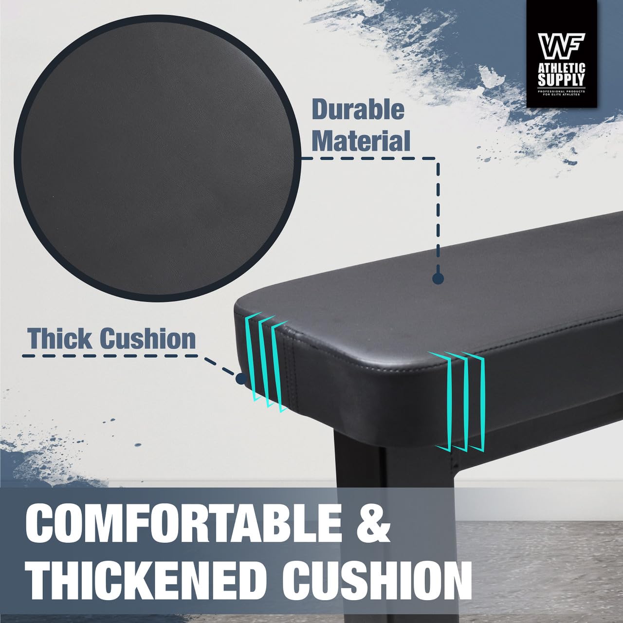 WF Athletic Supply Commercial Grade Flat Bench - Heavy Duty Weight Bench for Weightlifting, Dumbbell & Barbell Press Workouts - Full Body Exercise Equipment for Home & Gym Use
