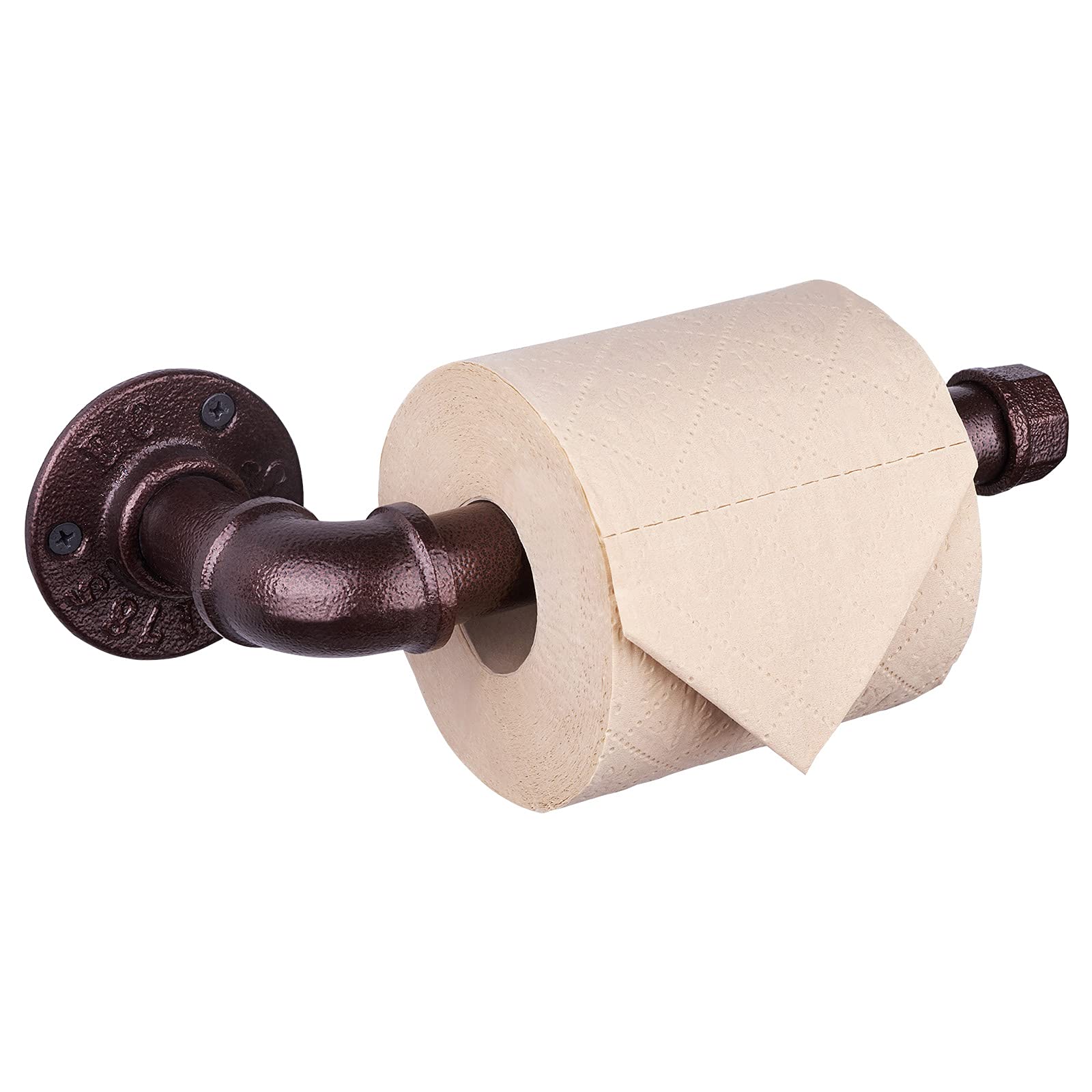 Livabber Industrial Pipe Toilet Paper Holder - Vintage Style DIY Wall Mount Roll Tissue Towel Holder for Bathroom, Living Room & Kitchen (9