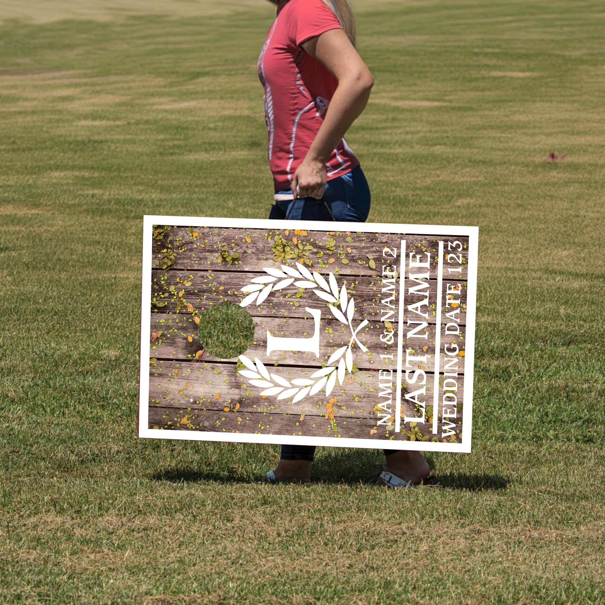 VictoryStore Custom Cornhole Game Set - Personalized Wedding Bag Toss Boards with Bags - Outdoor Lawn Games for Parties, BBQs, and Tailgating