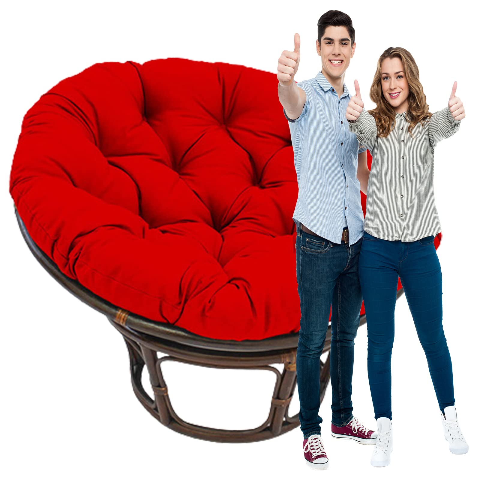 SRHMYJJ Thickened Hanging Hammock Chair Cushion - 41x41 Inch Round Egg Chair Pad for Indoor & Outdoor Use - Swing Pillow Seat Cushion for Patio, Garden, Balcony, and Backyard Relaxation (Red, Chair Not Included)