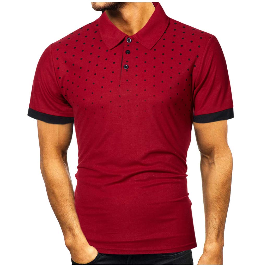 Stylish Men's Printed Short Sleeve Slim Fit Casual Shirt - Trendy Dot Pattern Textured Dress Top for Business Casual, Office Wear & Summer Outfits