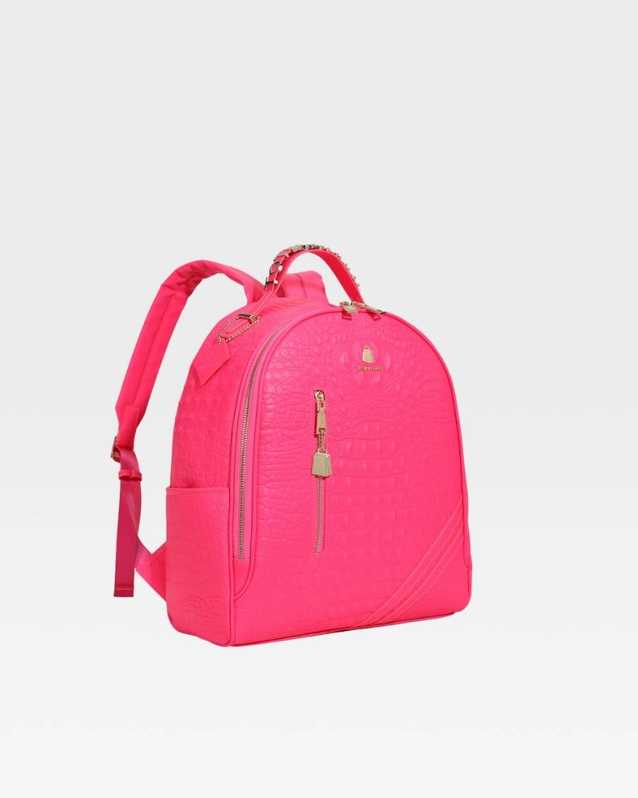 Apollo 2 BFF Backpack - Waterproof School Backpack for Girls, Neon Pink College Bookbag with USB Charging Port - Perfect for School, Travel & Daily Use