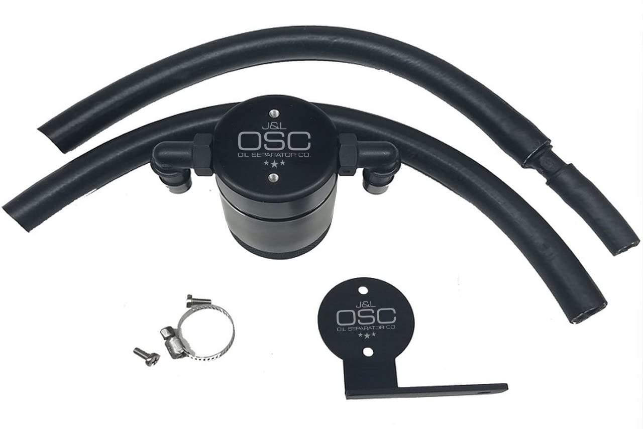 J&L Oil Separator 3.0 - Compatible with 2013-2018 Ford Focus ST, Front PCV Side (Black) | High Performance Engine Protection | Perfect for Street Racing & Daily Driving
