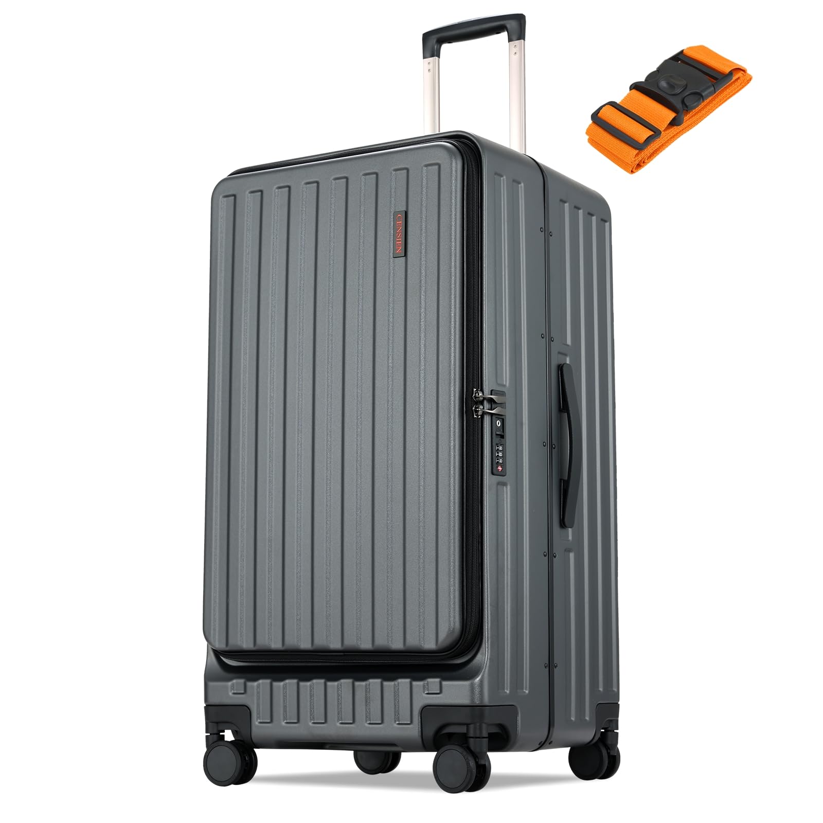 29 Inch Large Checked Luggage with Spinner Wheels - Lightweight ABS+PC Hard Shell Suitcase with Aluminum Frame & TSA Lock - Top Opening Design for Easy Packing (Grey) - Perfect for International Travel & Long Trips