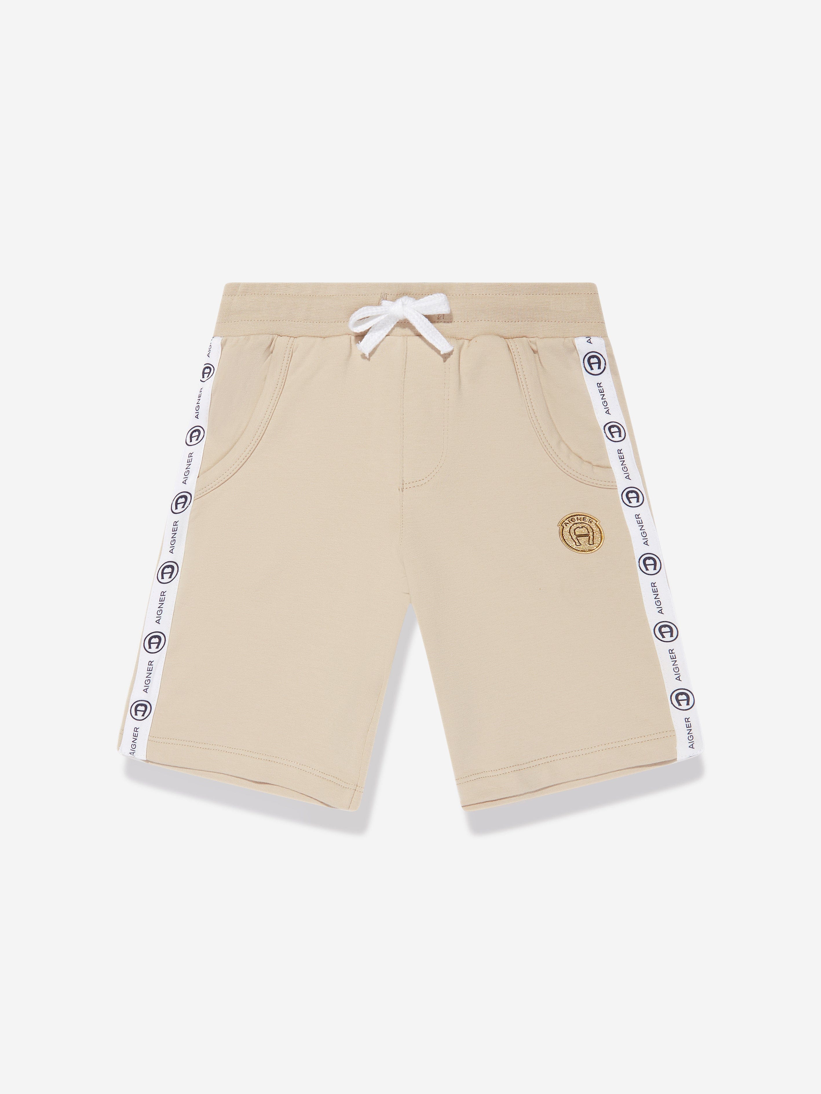 Aigner Boys Logo Shorts in Beige - Comfortable Cotton Casual Shorts for Kids | Perfect for Summer, Playtime & Outdoor Activities