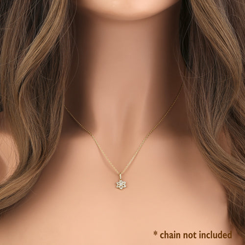 14K Yellow Gold Flower CZ Pendant Necklace - Elegant Sparkling Cubic Zirconia Jewelry for Women, Perfect for Valentine's Day Gifts, Anniversary & Party Wear