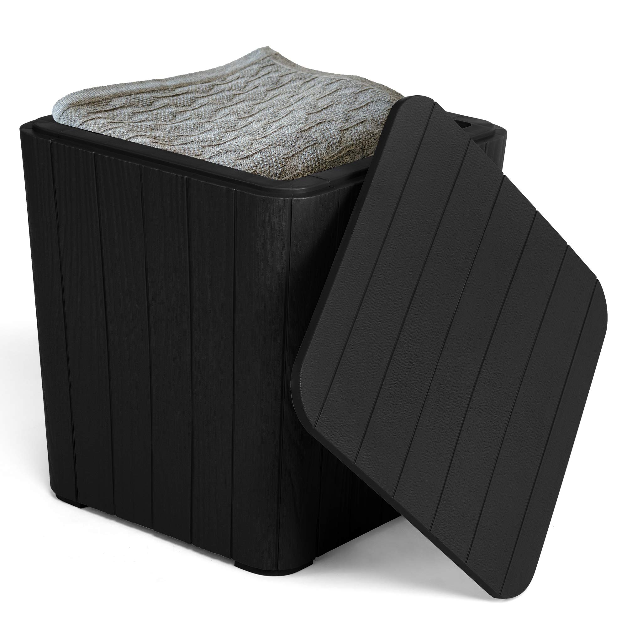 YITAHOME 11.5 Gallon Outdoor Side Table with Storage - Small End Table for Coffee, Patio Decor - Perfect for Living Room, Garden & Balcony (Black)