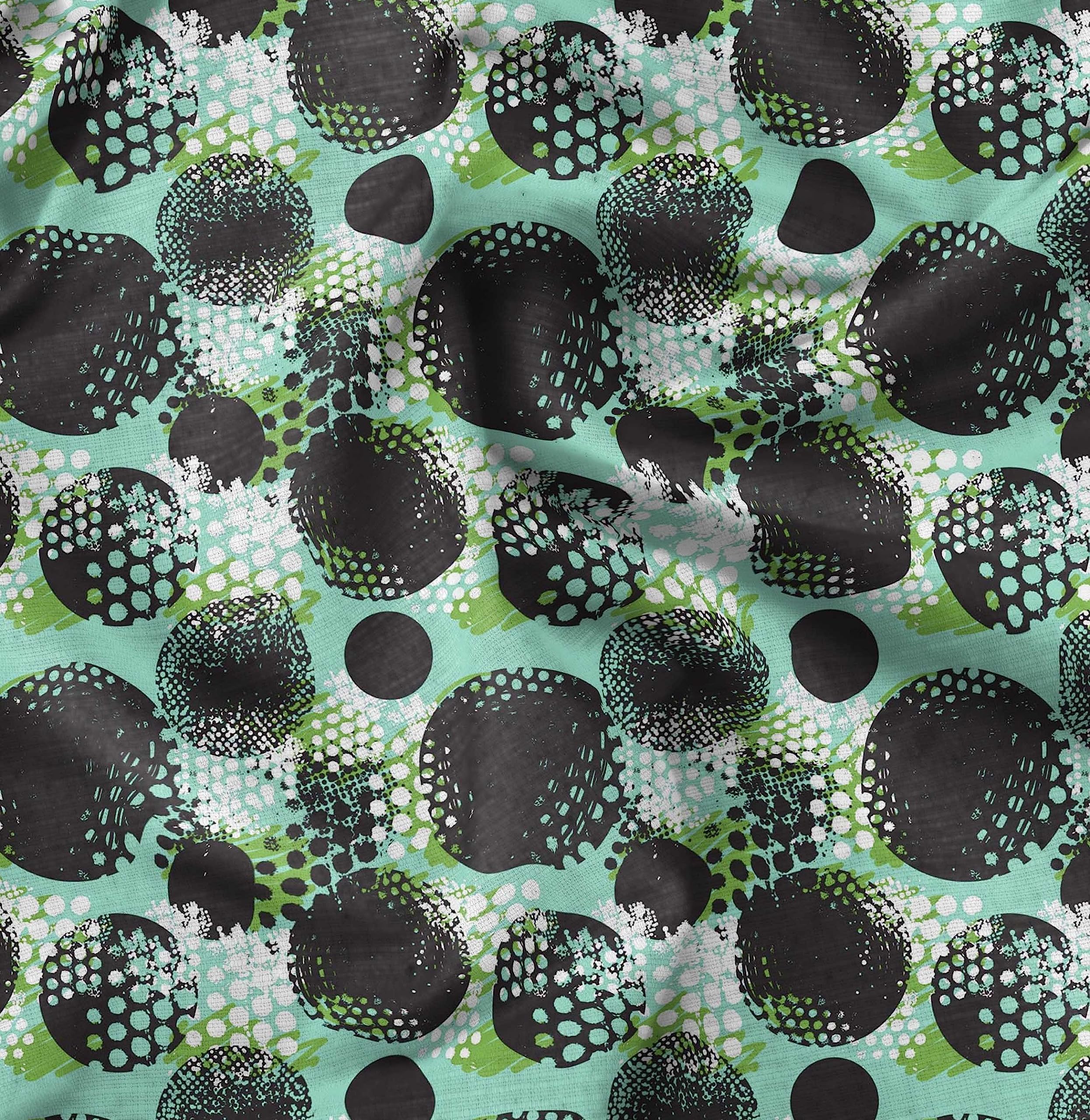 Soimoi Moss Georgette Brown Fabric by The Yard - 42 Inch Wide Brush Stroke & Dots Abstract Print - Fashion Printed Fabric for Dresses, Blouses & Home Decor - Lightweight & Flowy Material for DIY Sewing Projects