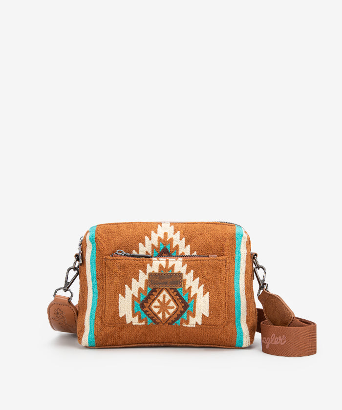 Wrangler Aztec Knitted Crossbody Purse for Women - Stylish Boho Shoulder Bag with Tribal Pattern - Perfect for Travel, Shopping & Everyday Use