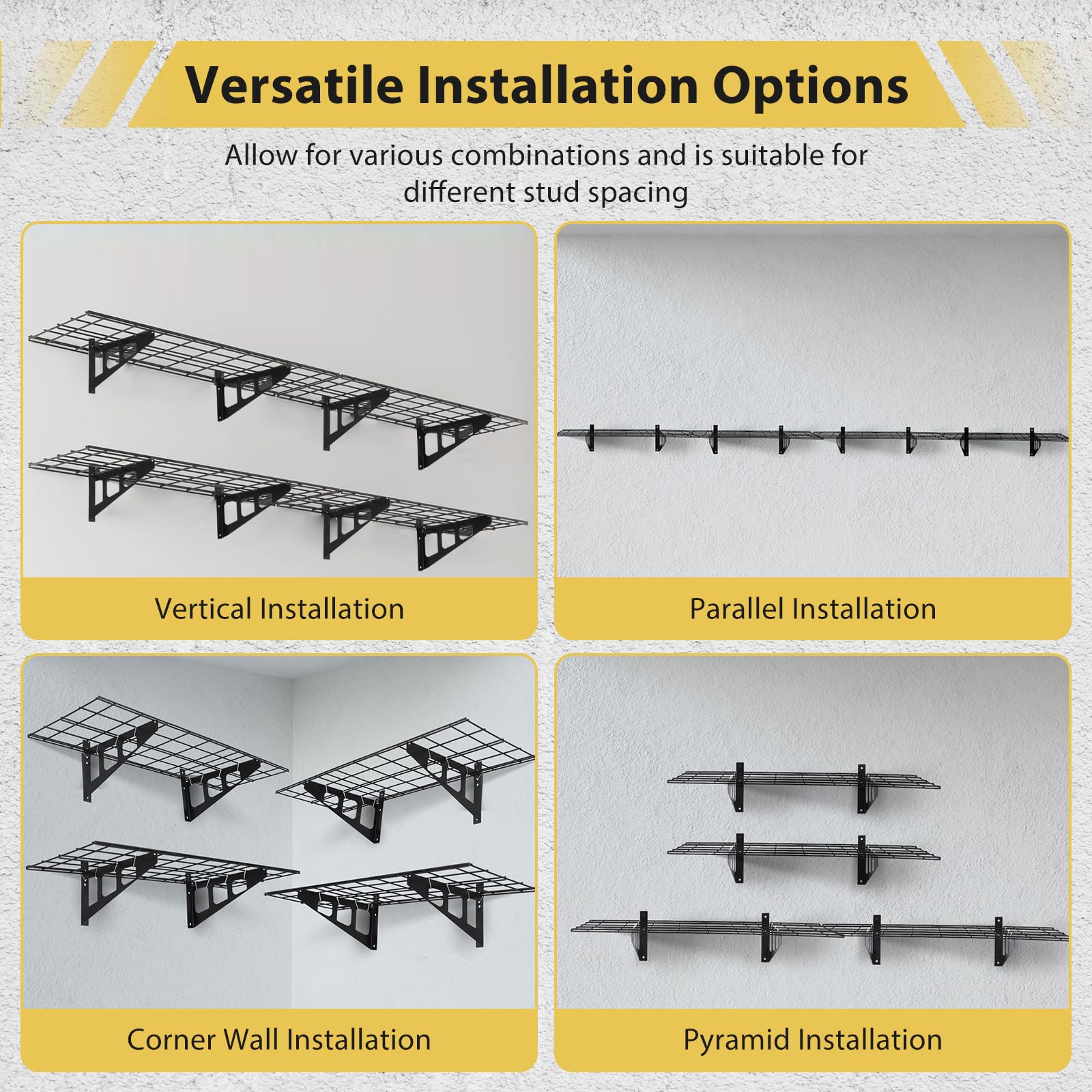 2-Pack Heavy Duty Garage Wall Shelves - 12x72 Inch Floating Shelving with 600lbs Capacity - Wall Mounted Storage Rack for Garage, Basement, Workshop & Home Organization