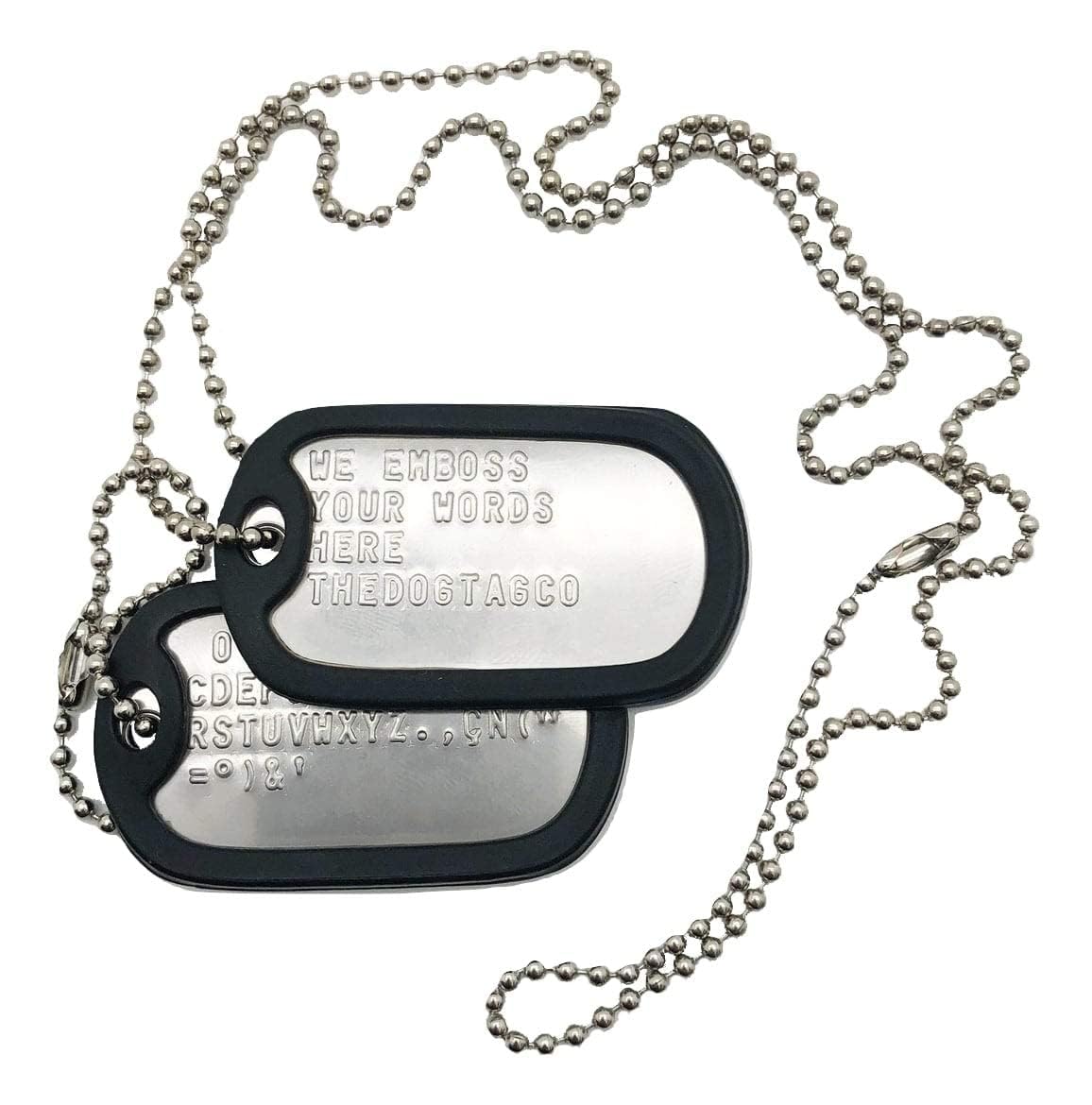 Custom Military Dog Tags - Set of 2 Personalized Stainless Steel Army ID Tags with Ball Chains & Silencers | Engraved Name, Rank, Blood Type | Perfect for Veterans, Active Duty, Cosplay & Pet Identification