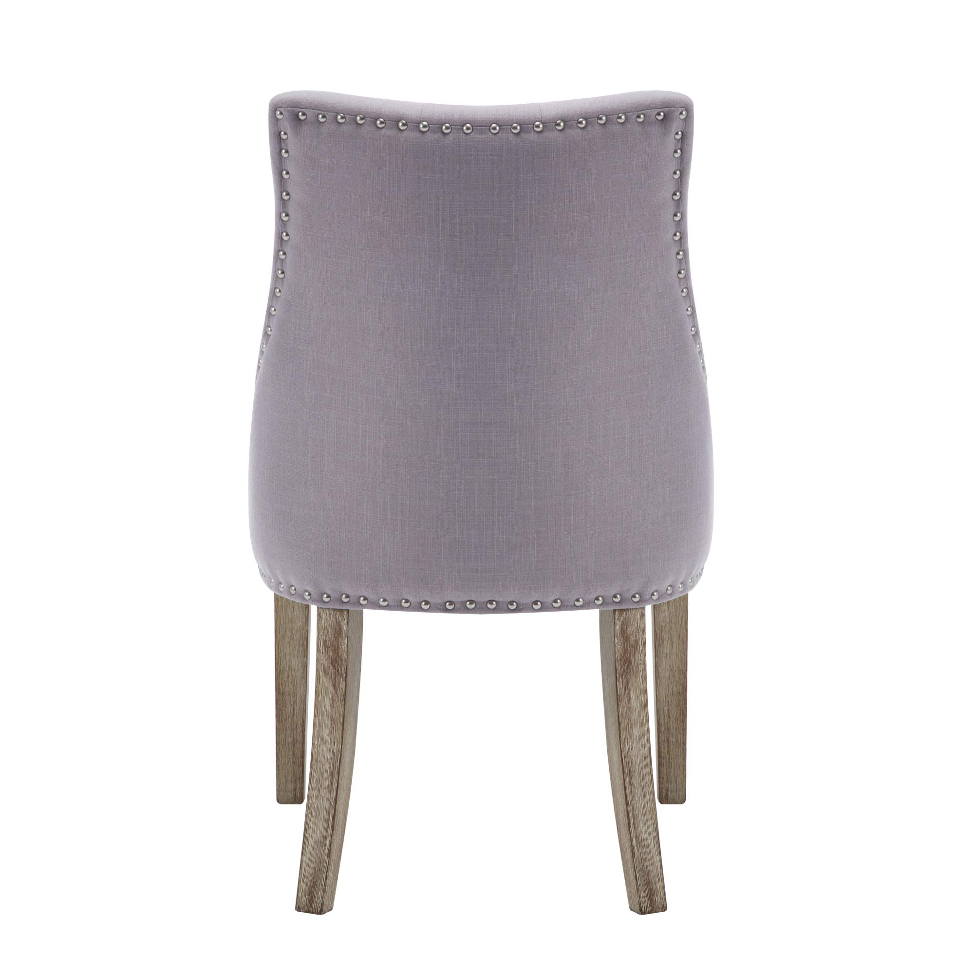 NOBPEINT Gray Fabric Dining Chairs - Set of 2 Upholstered Leisure Padded Ring Chairs with Nailhead Trim for Kitchen, Dining Room, or Breakfast Nook