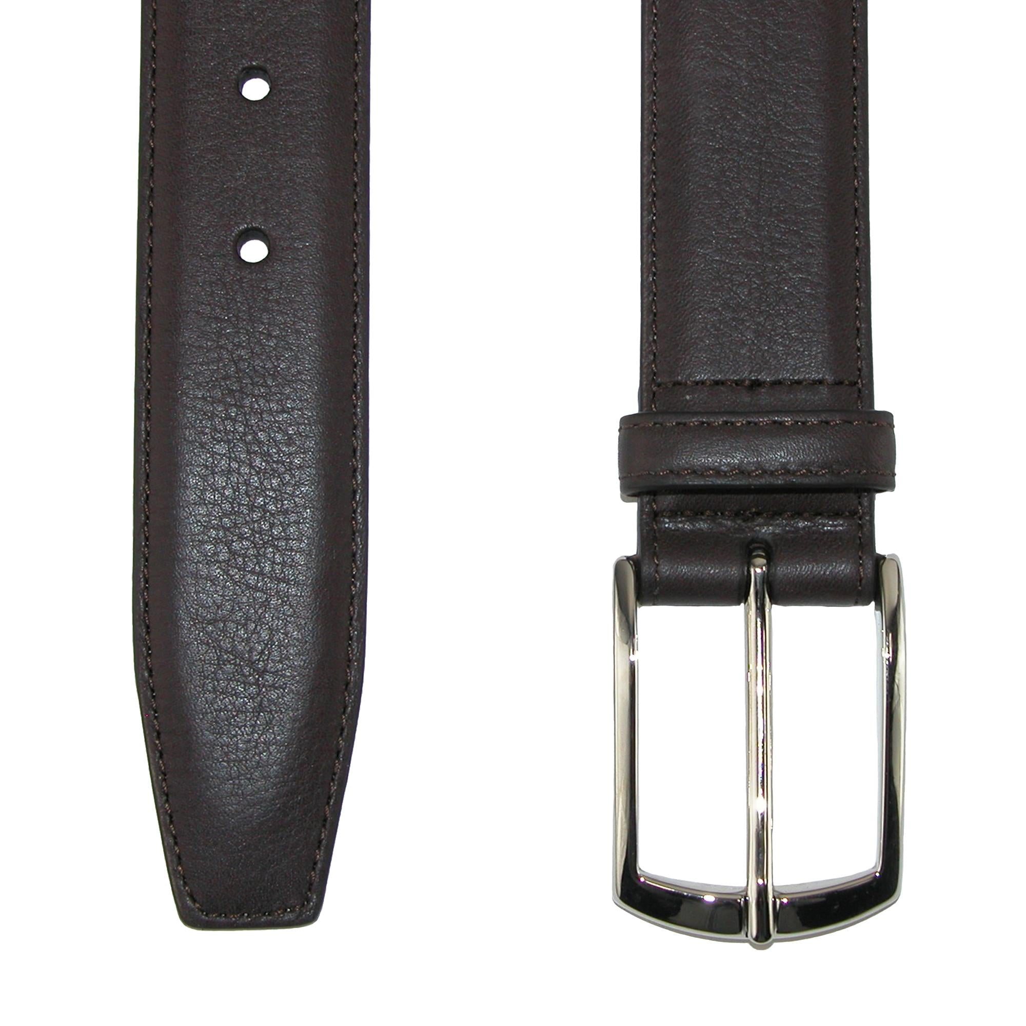 CrookhornDavis Men's Borgo Boxcalf Dress Belt - Genuine Leather with Solid Brass Buckle - Classic Formal & Business Attire Accessory for Office, Wedding & Special Occasions