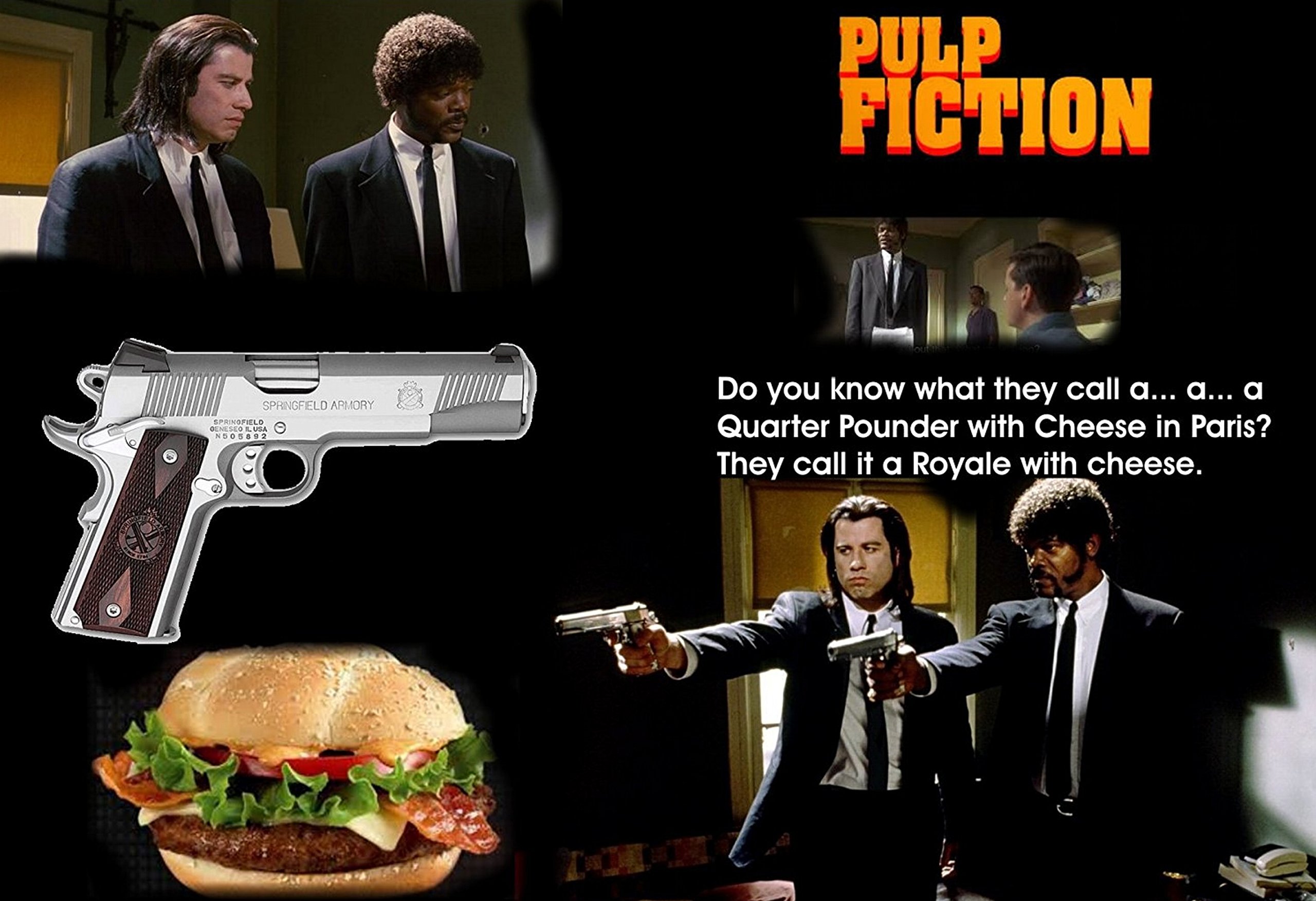 12 x 18 Inch Pulp Fiction Movie Metal Sign - 'A Quarter Pounder with Cheese in France is Called A Royale with Cheese' Famous Quote Wall Art - Durable Tin Poster for Home Theater, Man Cave, Bar Decor & Movie Memorabilia Collection