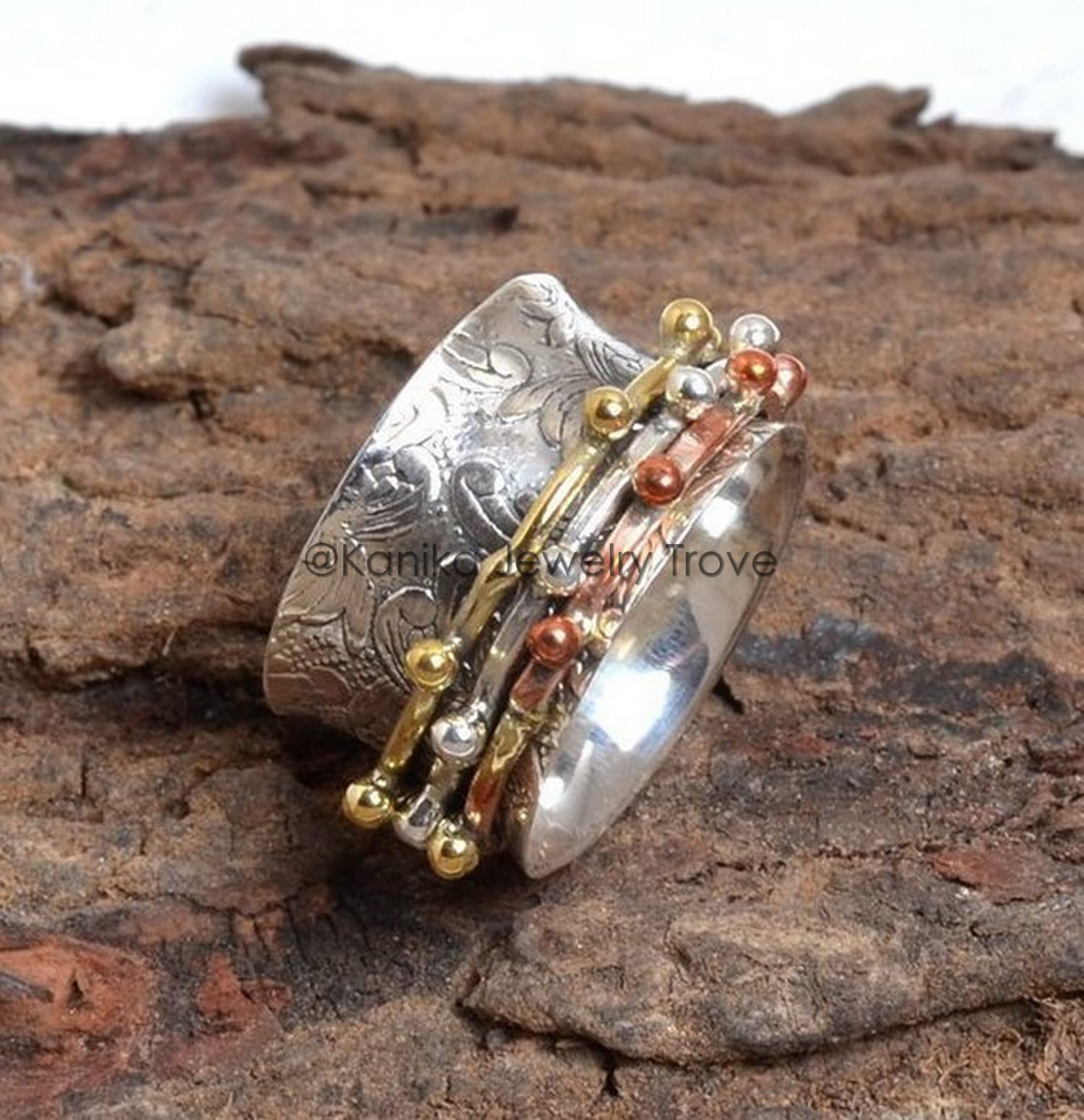 925 Sterling Silver Spinner Band Rings for Women - Anxiety Relief & Meditation Fidget Ring - Size 9 - Perfect Gift for Mother's Day, Stress Relief & Focus Enhancement