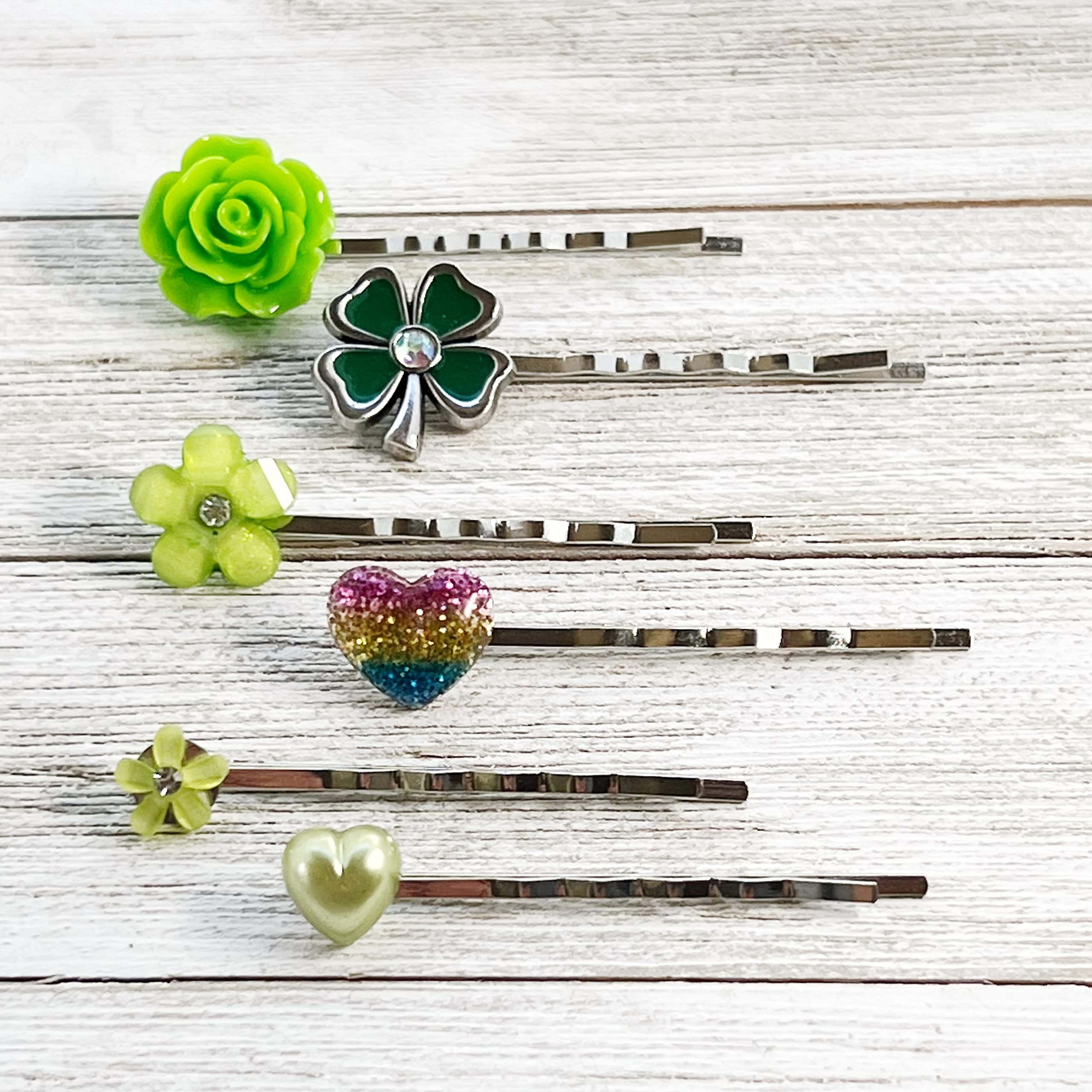 St. Patrick's Day Hair Accessories for Women - Shamrock Clover Hair Pin, Rainbow Hair Clip & Green Flower Hair Piece - Perfect for Irish Festivals, Parades & Themed Parties