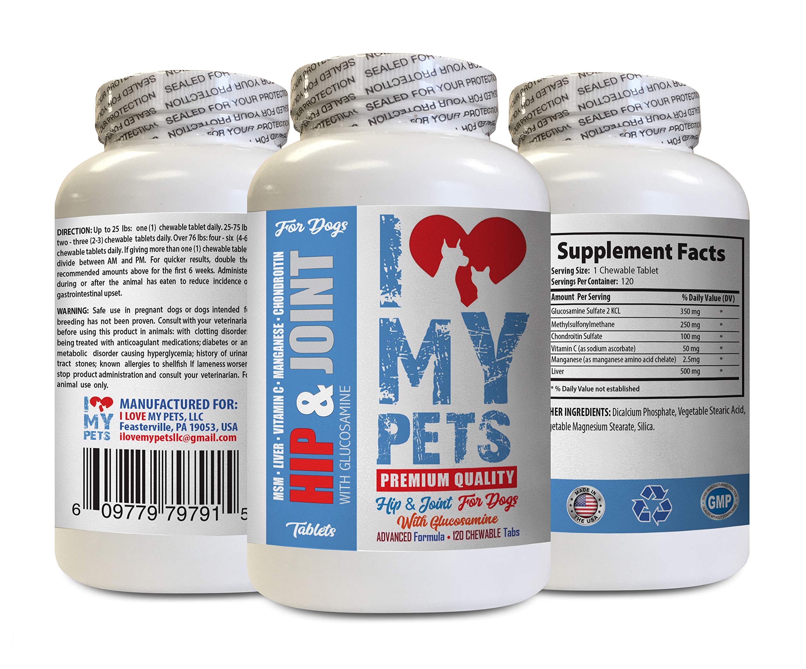 Premium Dog Hip & Joint Soft Chews - MAX Strength Formula with Chondroitin & Glucosamine - 120 Count Bottle for Large & Small Dogs - Supports Mobility & Joint Health - Ideal for Active Dogs & Senior Pets