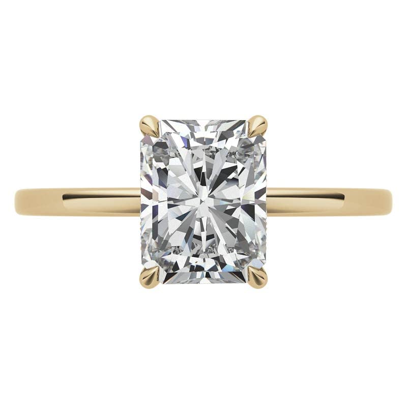 10K Solid Yellow Gold Handmade Engagement Ring - 2 CT Radiant Cut Moissanite Diamond Solitaire Wedding Band for Women - Perfect for Proposals, Anniversaries & Bridal Jewelry Gifts