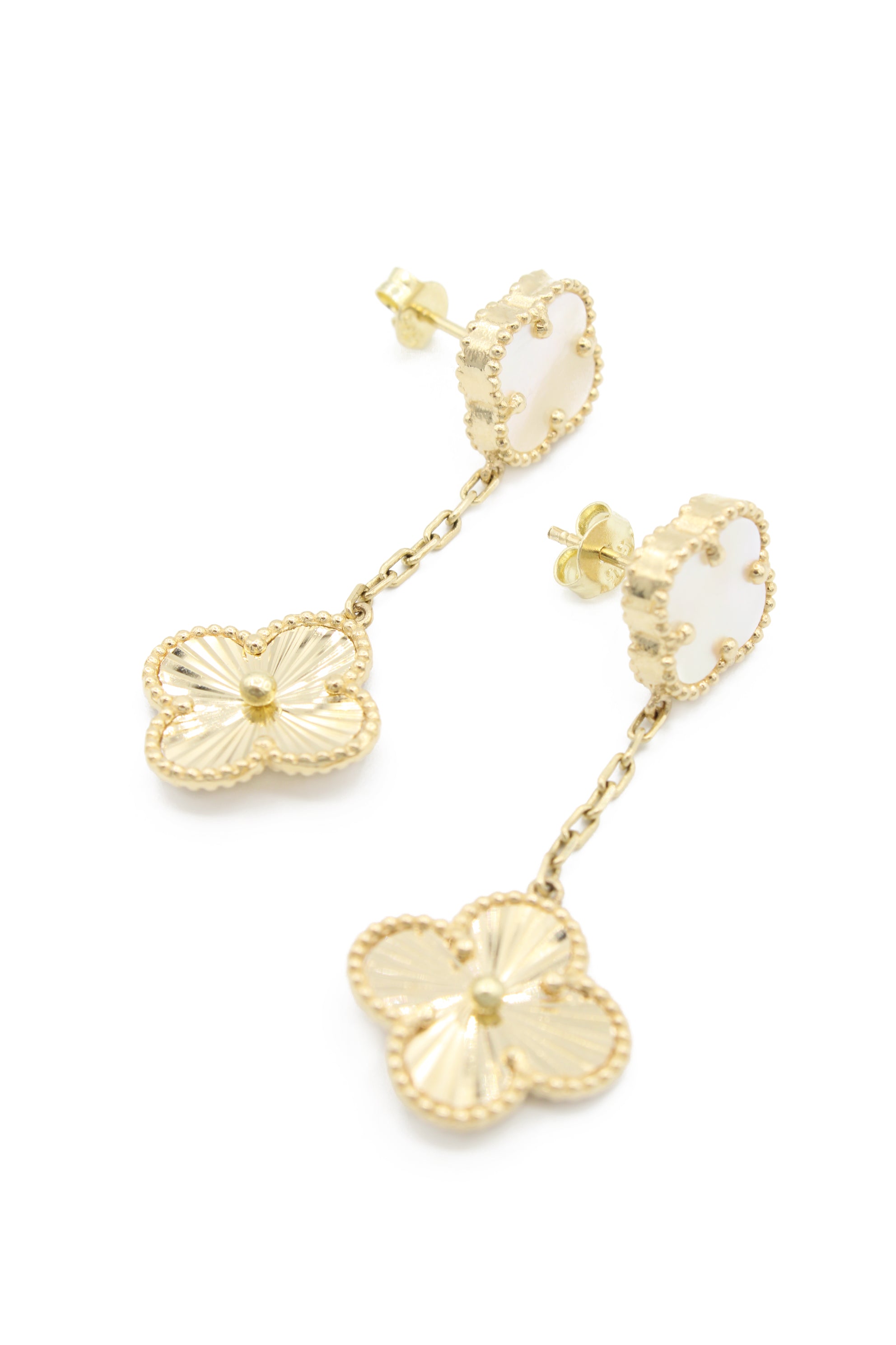 14K White Gold Clover Dangle Earrings for Women - Elegant Four Leaf Clover Jewelry - Perfect for St. Patrick's Day, Weddings & Everyday Wear - JTJ™