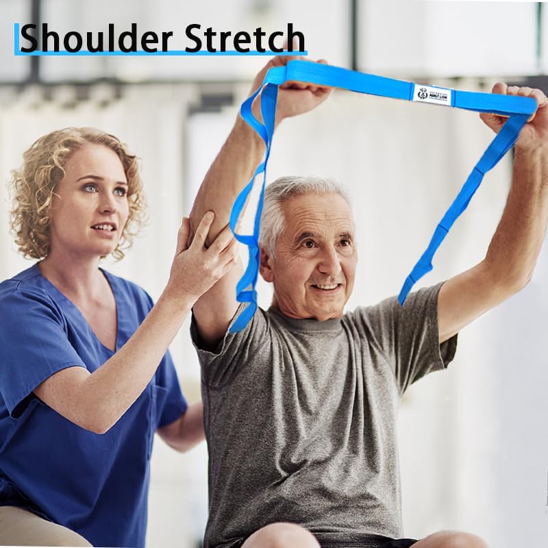 Premium Yoga Stretching Strap for Physical Therapy & Home Workout - 10-Loop Non-Elastic Pilates Band with Exercise Guide - Ideal for Yoga, Gymnastics, Flexibility Training & Rehabilitation (Men & Women) - Perfect for Home Gym, Studio Practice & Travel Fitness