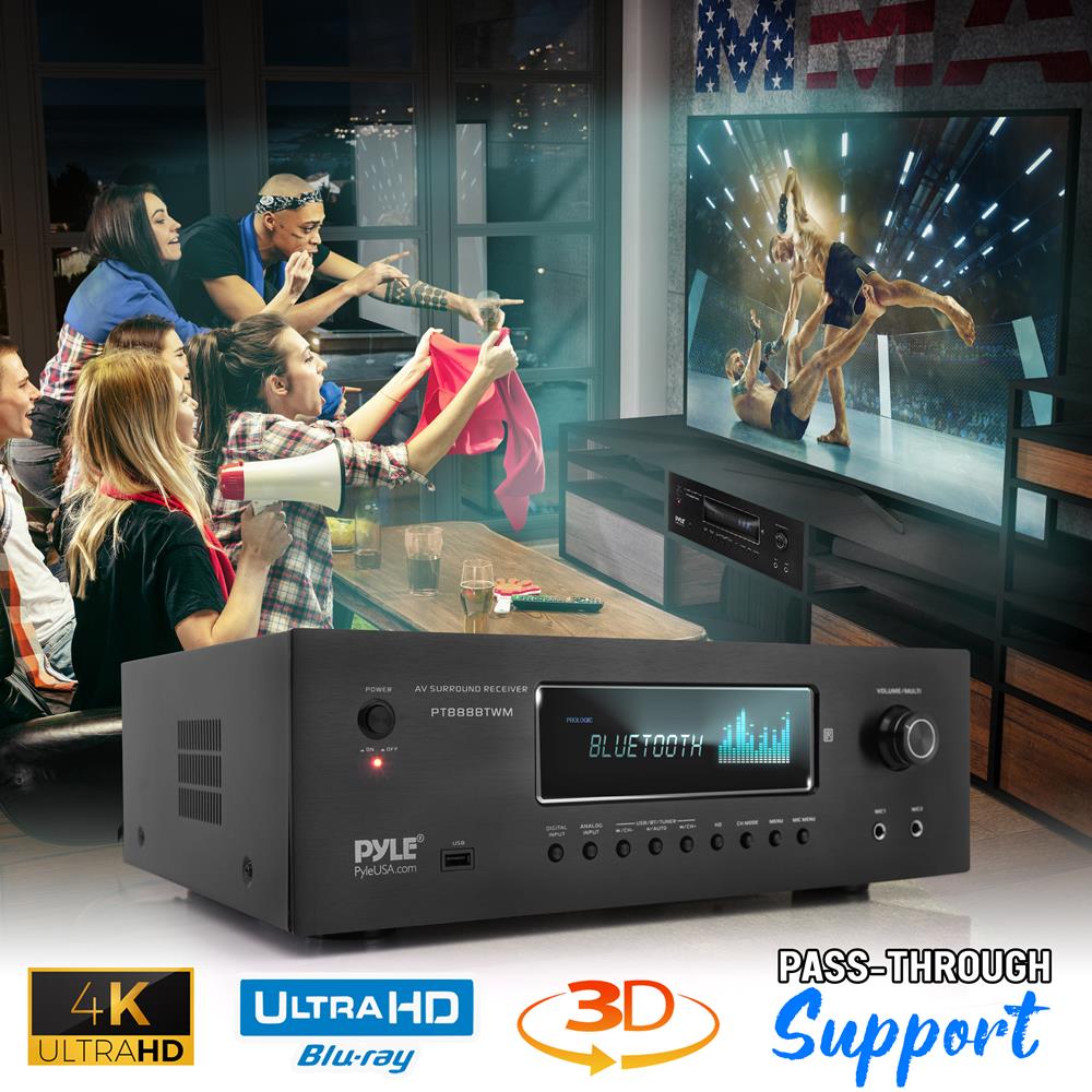 5.2 Channel Bluetooth Audio Receiver Amplifier - Wireless Home Theater System for Surround Sound, Streaming Music & Gaming
