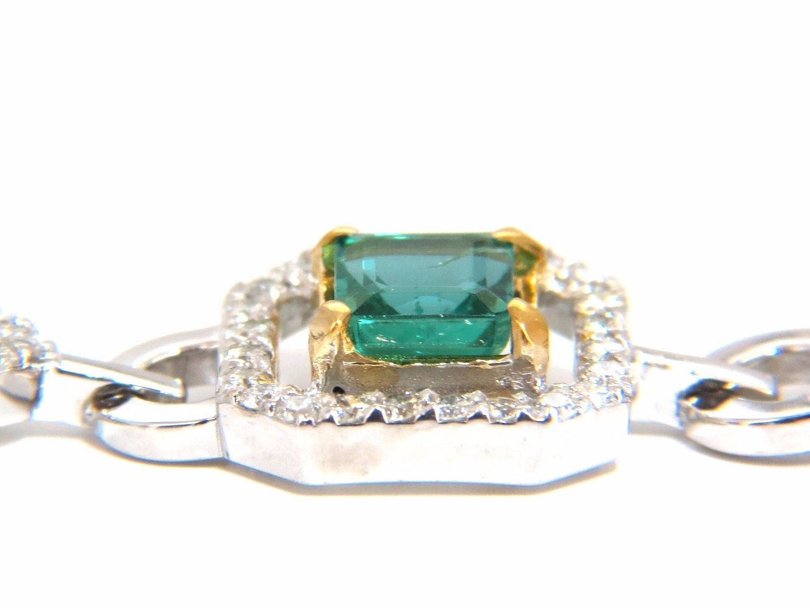 10.62ct Natural Colombian Emerald & Diamond Halo Bracelet in 14K White Gold - Elegant Jewelry Gift for Women, Perfect for Weddings & Special Occasions
