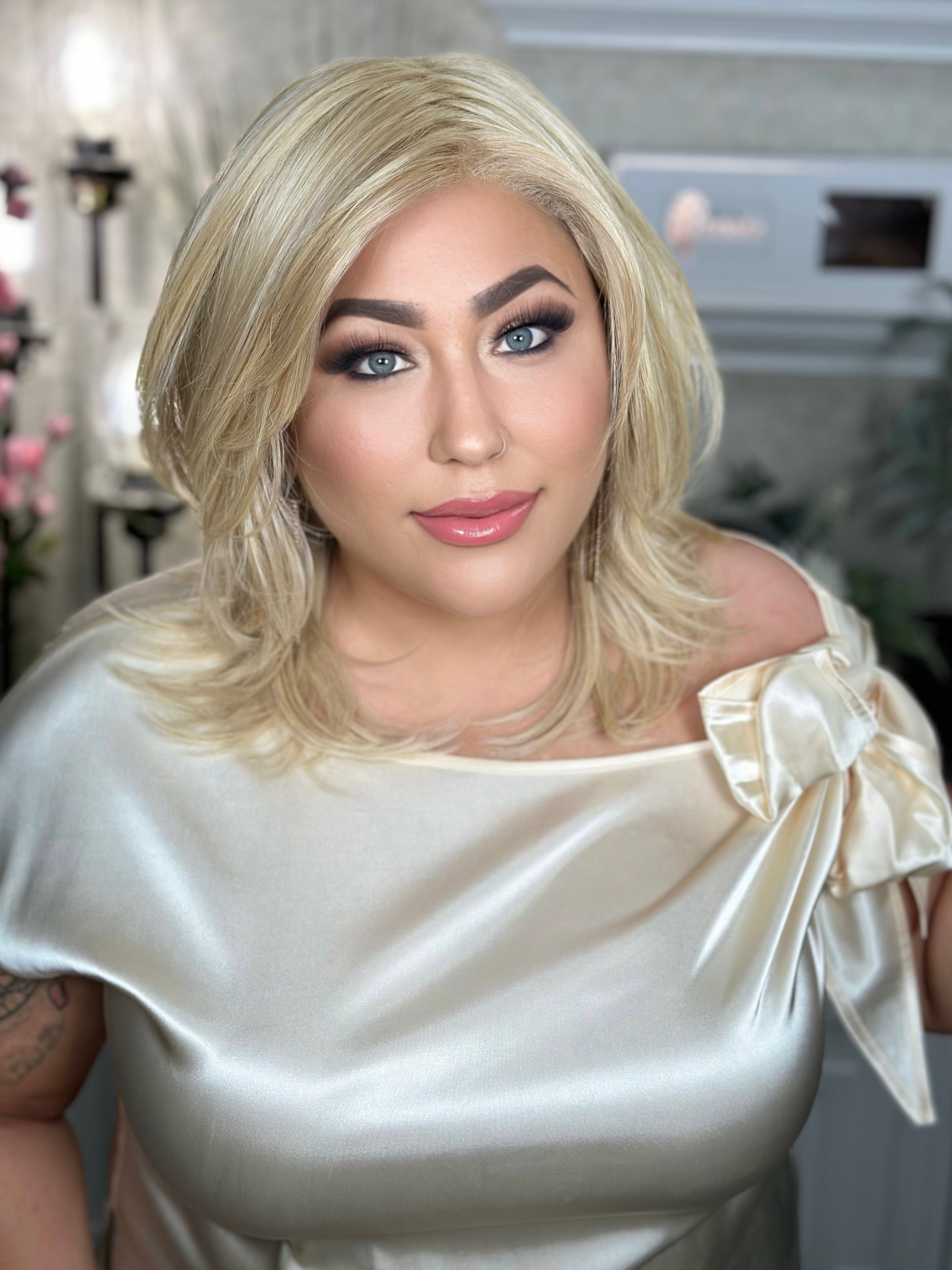ELEGANCE AWAITS Champagne Blonde Lace Front Wig - No Root Human Hair Wig for Women, Perfect for Parties, Weddings & Special Occasions