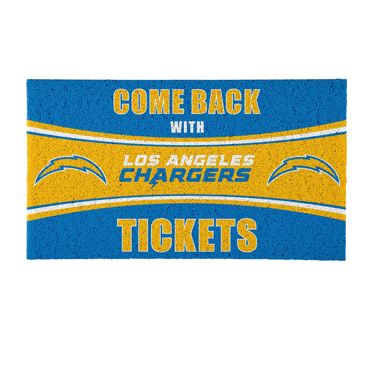 NFL Los Angeles Chargers Team Sports Welcome Mat - 28 x 16 Inch Non-Slip Indoor/Outdoor Entryway Rug for Muddy Paws & Shoes - Perfect for Front Door, Garage, and Patio Decor