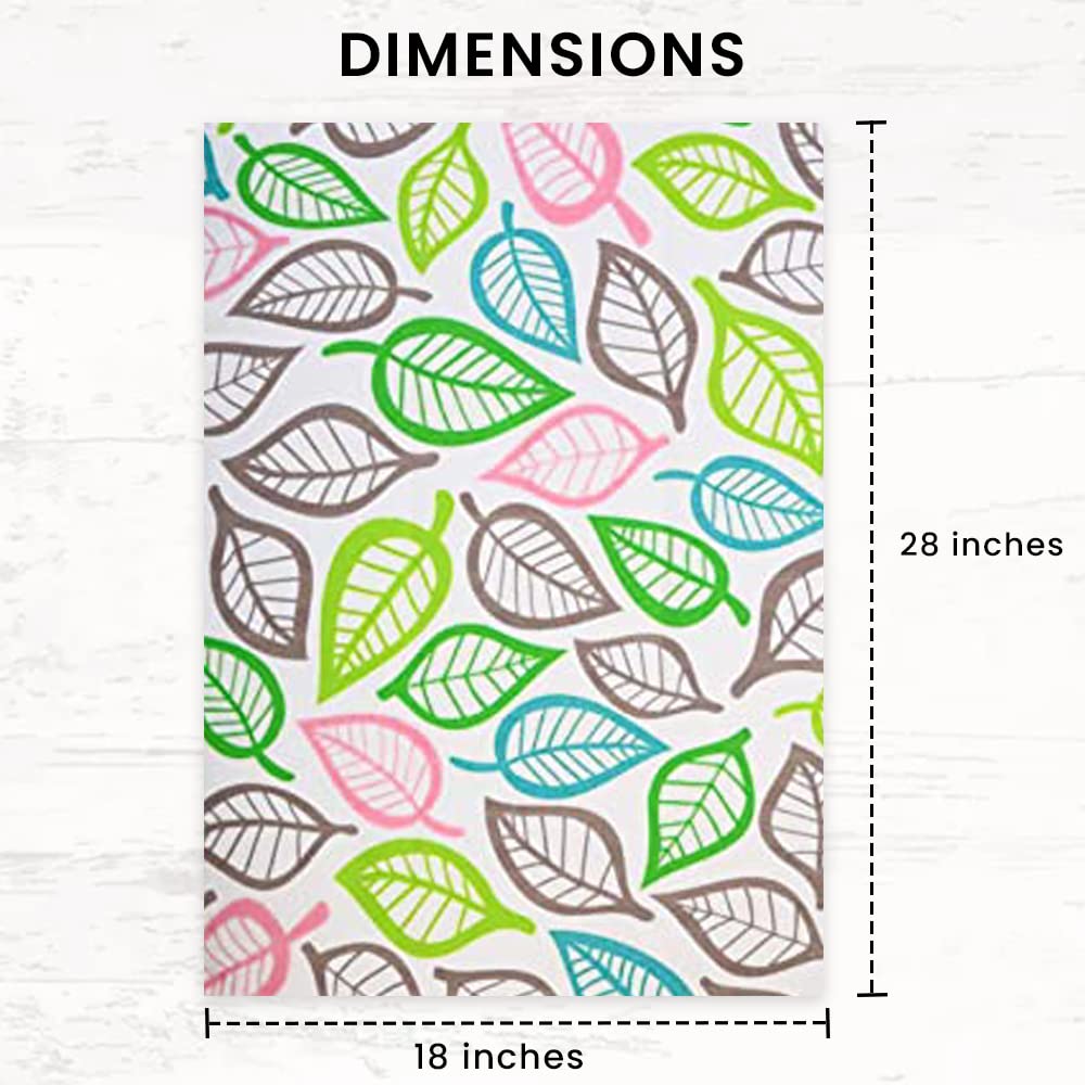 Premium 100% Ring Spun Cotton Kitchen Towels Set of 3 - Super Absorbent 17.7x27.5 Inch Printed Dish Cloths with Leaf Design | Ultra Soft Tea Towels for Cooking, Baking, Cleaning & Kitchen Decor