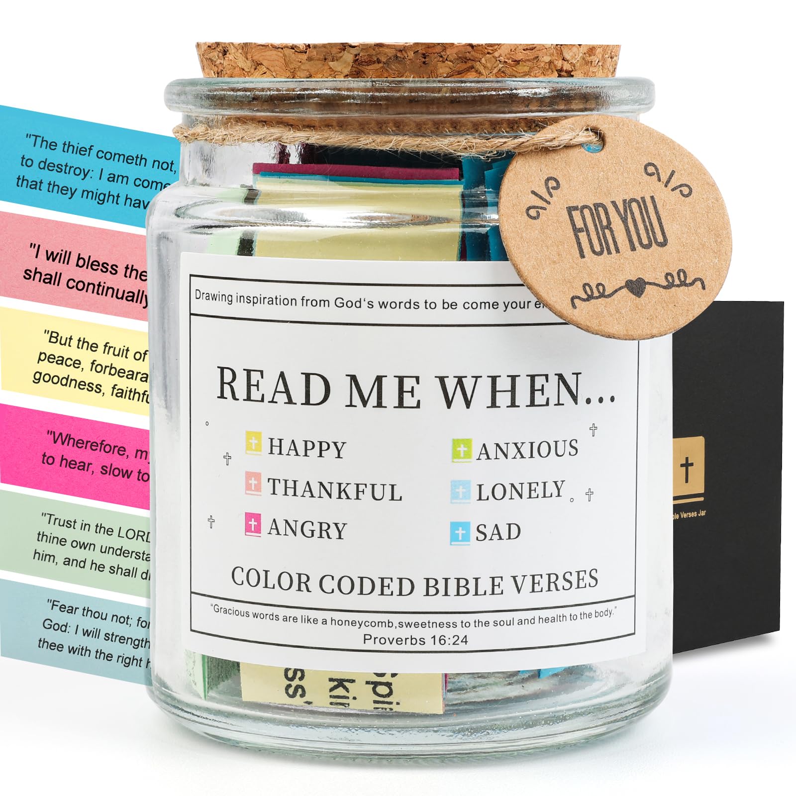 Bible Verse Jar - Inspirational Scripture Cards for Emotions & Feelings | Christian Prayer & Hope Gift for Women & Men | Perfect for Daily Devotion, Bible Study & Encouragement