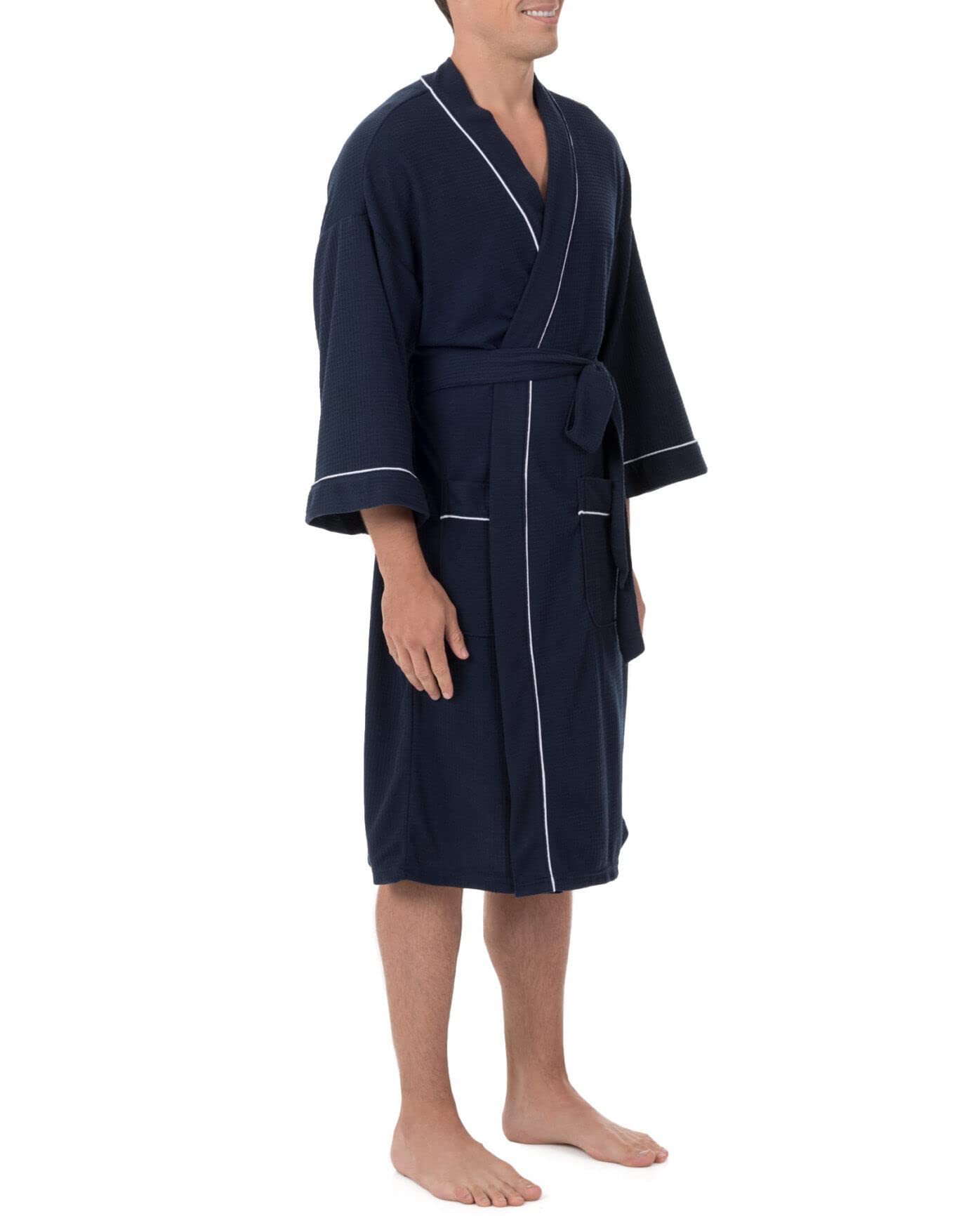 Fruit of the Loom Men's Waffle Knit Robe - Soft Cotton Bathrobe for Men - Perfect for Lounging, Spa & Relaxation at Home