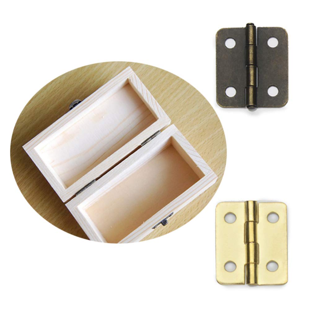 Healifty 20pcs 1:12 Scale Miniature Hinges for Dollhouse Furniture - Bronze Cabinet & Closet Hardware with 80 Screws - Perfect for DIY Dollhouse, Miniature Models, and Craft Projects