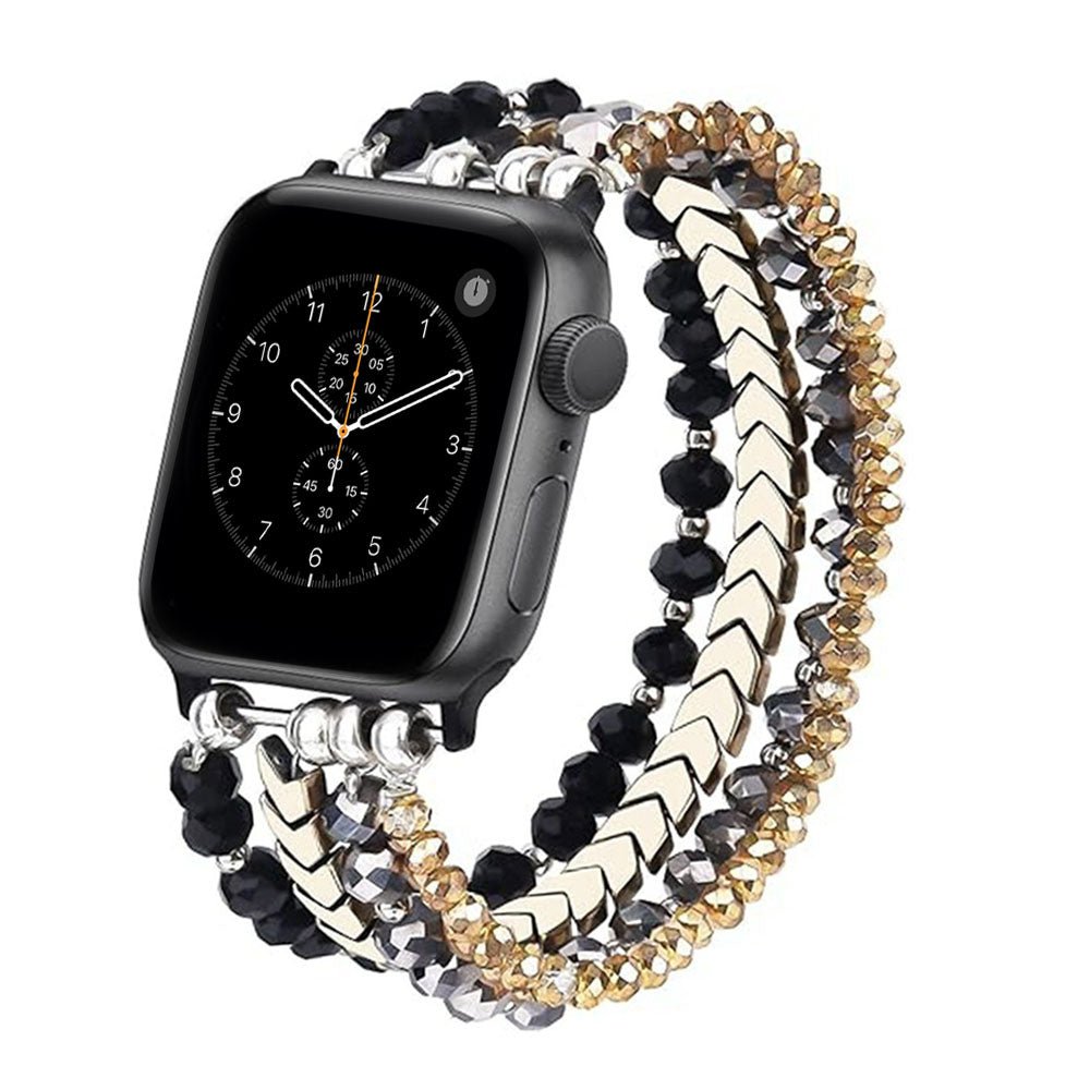 Elegant Beaded Stainless Steel Apple Watch Band for Women - Stylish & Durable Accessory for Work, Gym & Everyday Wear