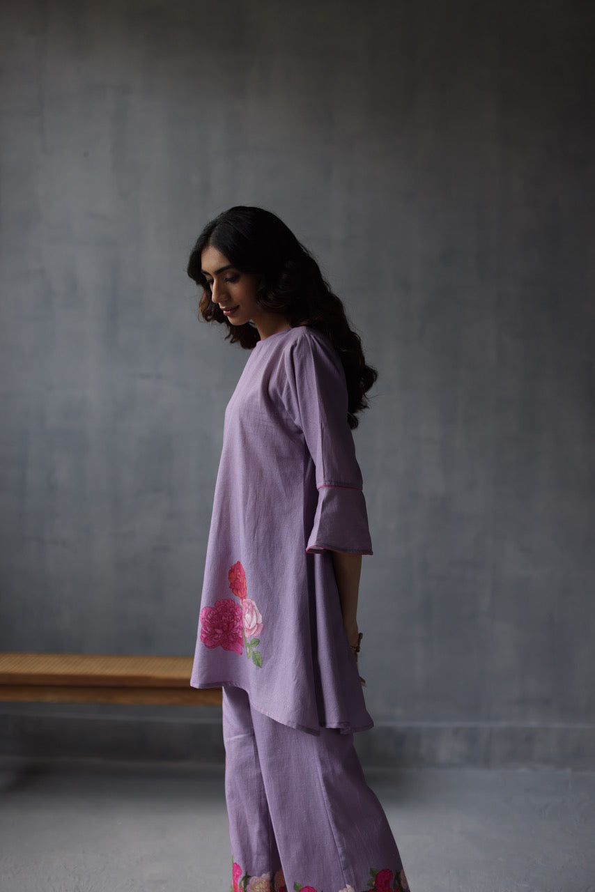 Elegant Peony Print Tunic Top for Women - Flowy Blouse for Casual Wear, Office & Summer Outfits