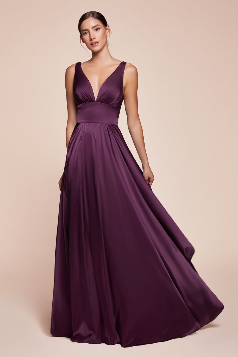 Kinsley Gown - Soft Satin A-Line Dress in Elegant Eggplant Purple | Perfect for Evening Parties, Weddings & Special Occasions