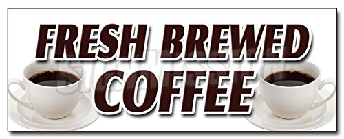36 Inch Fresh Brewed Coffee Decal Sticker - Iced Brew, Espresso & Cappuccino Design - Perfect for Coffee Shops, Kitchens & Office Decor