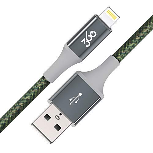 360 Electrical Habitat 4ft Premium Bragged Charging Cable with Lightning Connector - MFi Certified Fast Charging Cable for iPhone & iPad (Army Green) | Perfect for Home, Office, Travel & Car Charging