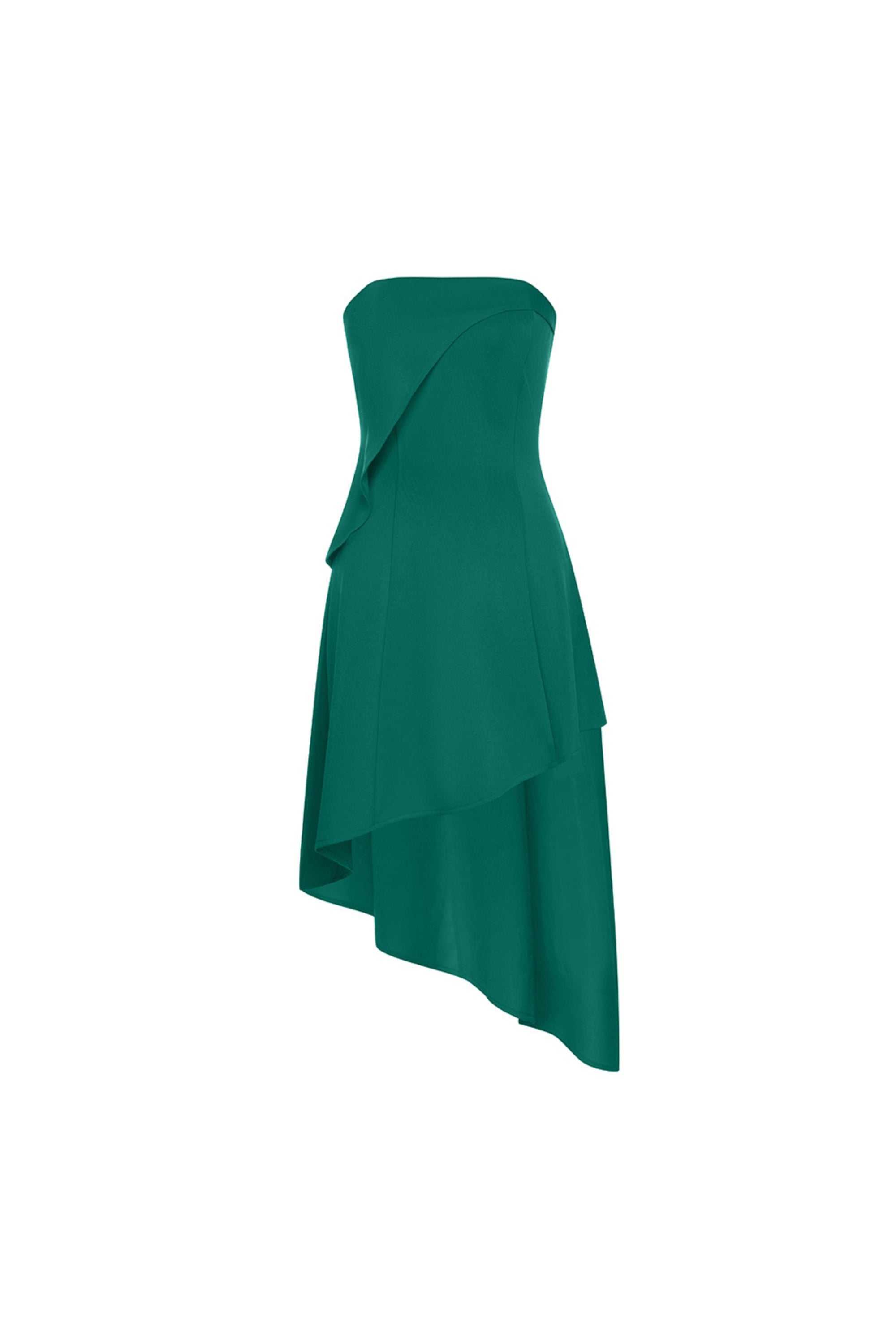 Elegant Green Asymmetric Midi Dress for Women - Perfect for Casual Outings, Parties, and Special Occasions