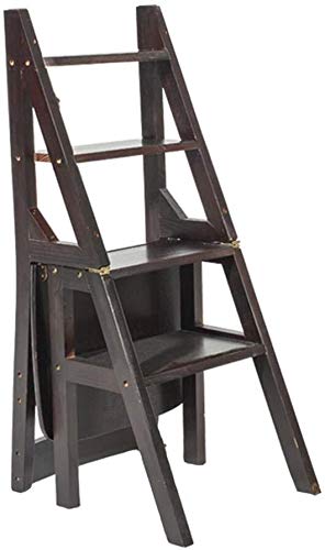 Wooden Folding Step Stool for Home, Library & Office - 4-Step Multifunctional Climbing Stool, Black - Perfect for Reaching High Shelves, Organizing & Home Decor
