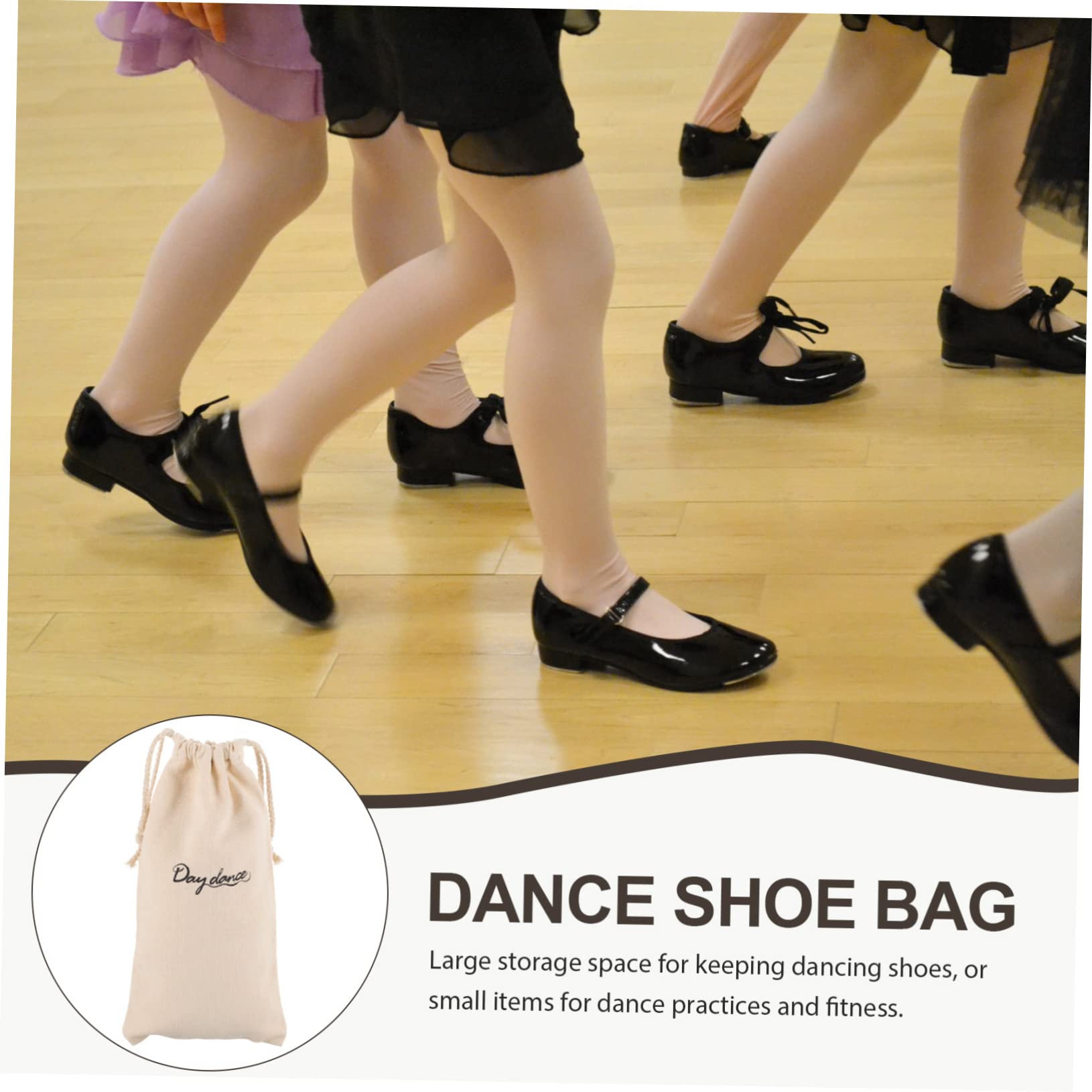 INOOMP Drawstring Canvas Ballet Dance Shoe Bag - Lightweight Storage & Carrying Pouch for Ballet, Jazz, Tap Shoes - Perfect for Dance Classes, Rehearsals & Travel