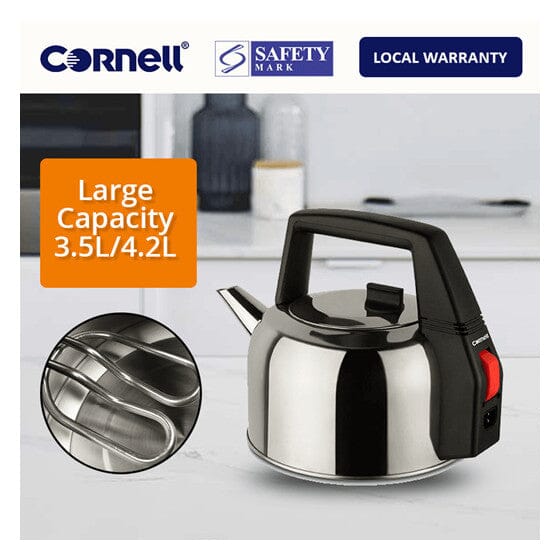 Cornell 4.2L Food Grade Stainless Steel Kettle - Large Capacity Tea & Coffee Pot for Home, Office & Camping - CSK420