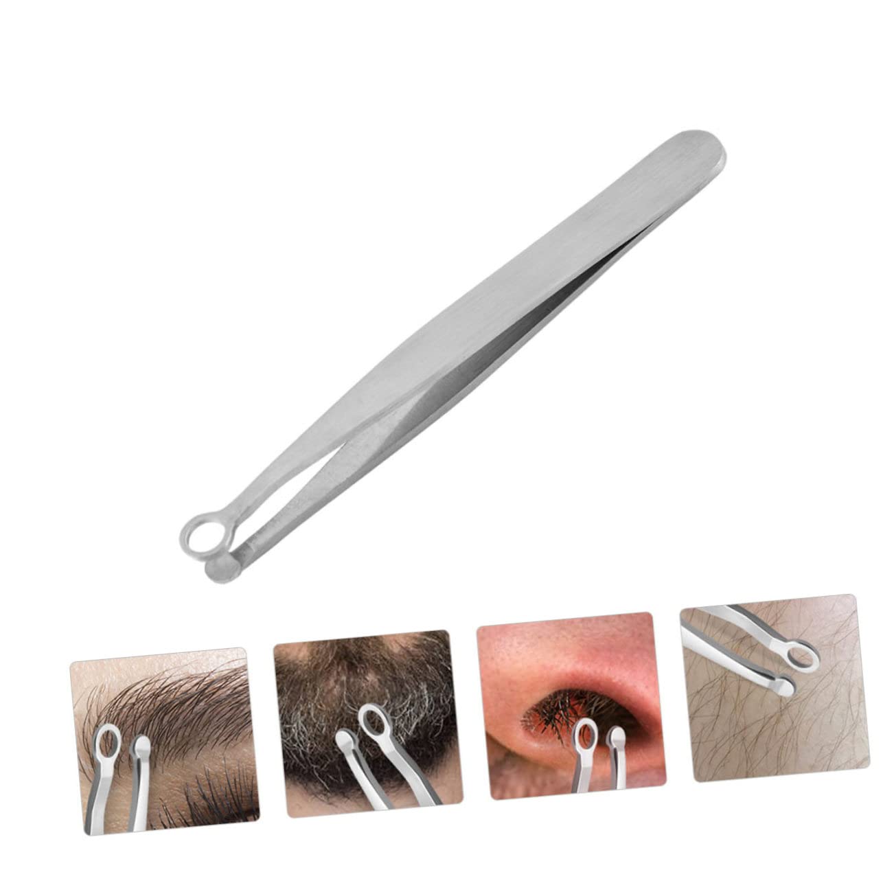 NOLITOY Stainless Steel Nose Hair Scissors & Eyelash Tweezers Set - Precision Trimmer for Nose Hair, Eyebrows & Nails - Silver Grooming Tool for Men & Women | Perfect for Home, Travel & Salon Use
