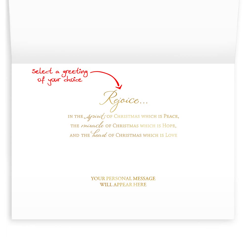 25 Personalized Religious Christmas Cards with Foil-Lined Envelopes - Custom Holiday Greeting Cards for Business, Church & Family - Perfect for Christmas Gifts, Holiday Mailings & Festive Celebrations