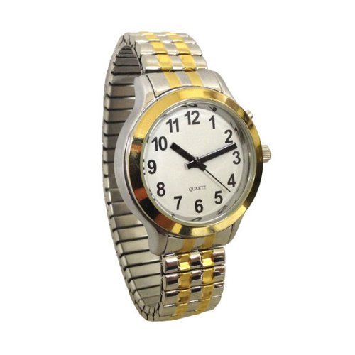 Men's Two-Tone Talking Watch with White Face - Male Voice Announcement for Visually Impaired & Elderly - Perfect for Daily Use, Work, and Outdoor Activities