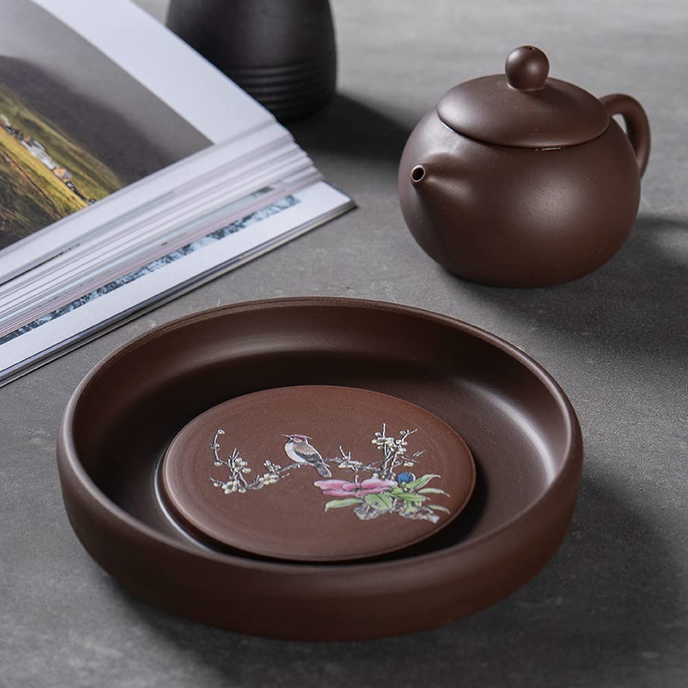 Premium 13cm Purple Clay Pot Mat - Kung Fu Tea Set Accessory, Teapot Base & Tea Tray for Gongfu Tea Ceremony | Perfect for Chinese Tea Brewing, Home Decor & Gift Giving
