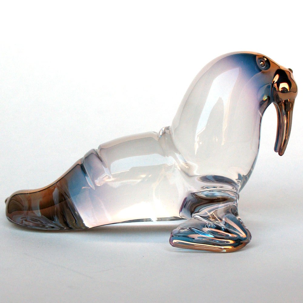 Hand Blown Glass Walrus Figurine - Unique Artisan Home Decor | Perfect for Shelf Displays, Gift Giving & Coastal Themed Decorations