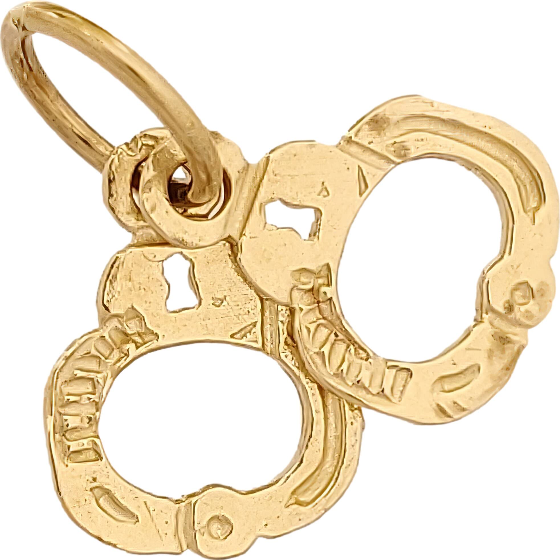 14K Yellow Gold Handcuffs Charm Pendant with 18